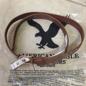 New American Eagle Pattern Brown Leather Belt M/L